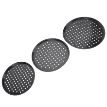 3pcs Carbon Steel Pizza Pan Set, 24/28/32cm, Non-Stick Holes