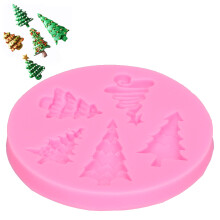 Pink Christmas Tree Silicone Fondant Mold for Baking & DIY Crafts