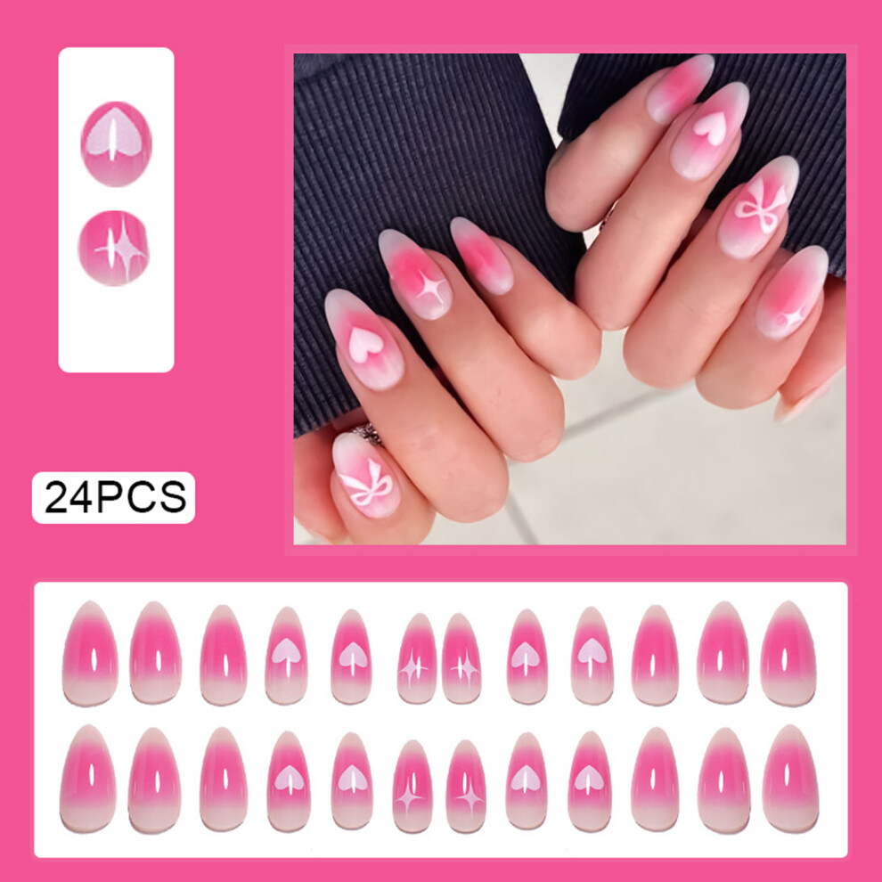 Reach-Tools Pink 24Pcs Blush Heart Nails, Chip-Proof Salon Supply