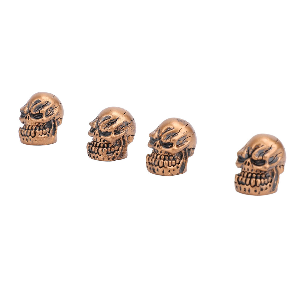 4Pcs Skull Style Tire Valve Stem Caps Universal Abs Metal Bronze 4651391023343