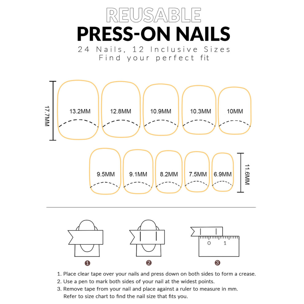 Reach-Tools White Tip Square Fake Nails For Women