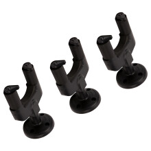 Black Plastic Guitar & Bass Wall Hooks 3 Pack Universal Mount Brackets