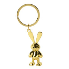 Animal Bunny Key Chain Bag Ornament Rabbit Keychain Metal Texture 3D DIY Metal Pendant Key New Year Gift,Gold
