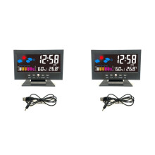 2X LCD-Farbbildschirm, Digitaler Schlummerwecker, Wettervorhersage, Station, Temperatur, Luftfeuchtigkeit, Uhrzeit, Datumsanzeige, Uhr, Zuhause