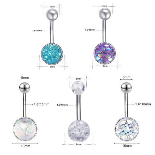 Belly Button Ring Pineapple Design 14G Banana Barbell 5 1