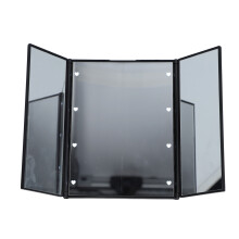 Black 3-Fold LED Lighted Makeup Mirror, Portable, 500mAh, CR2032