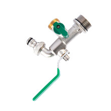 Double Tap 3/4 In. Garden Water Outlet with Green Handle, Detachable Valve