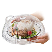Transparent Microwave Guard Food Warming Cover with Steam Vents and Handles Protective Cover for Household Oven