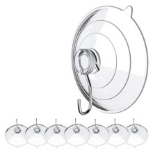 8 Stuks Zuignaphaken 6CM Transparante Zuignap met Metalen Haak Grote Zuignap Zonder Perforatie en Herbruikbaar
