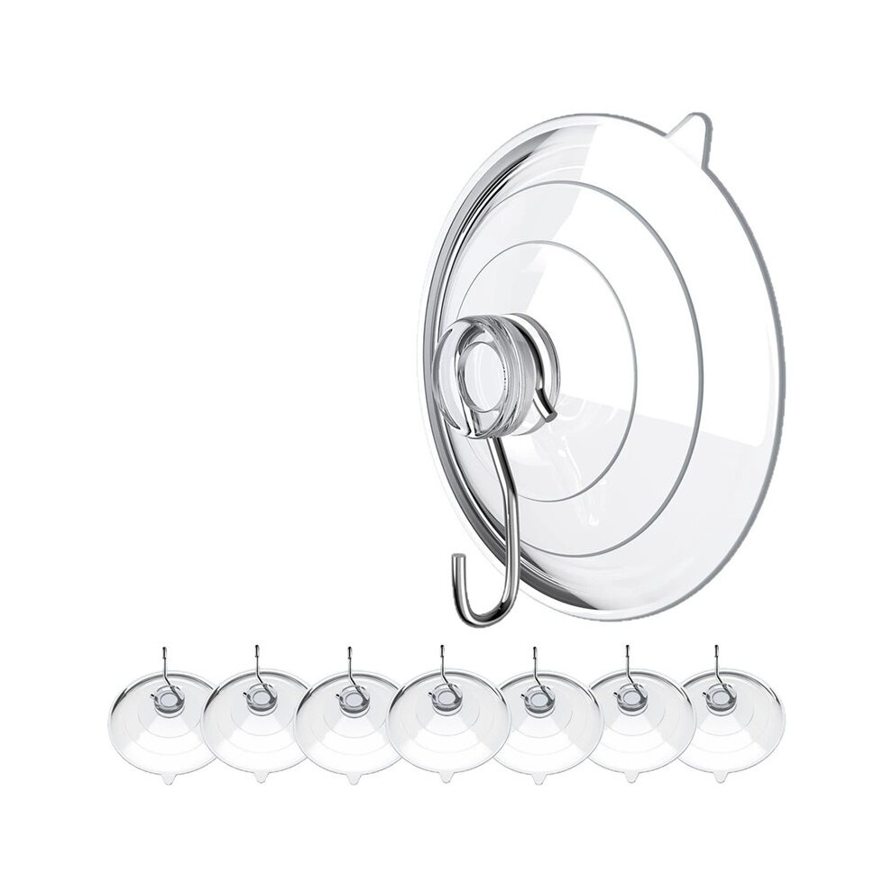 Saudism 8Pcs Suction Cup Hook 6Cm Transparent Suction Cup With Metal Hook Large Suction Cup Without Punching And Reusable
