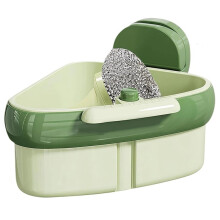 Suction Cup Sink Corner Rack, Corner Sink Strainer Basket with Drainage Holes & Automatic Dumping, Food Waste Catcher