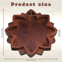 2X Lotus Crystal Tray Wooden Lotus Shape Crystal Display Tray Retro Jewelry Essential Oil Crystal Storage Box