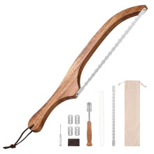 Ensemble de Couteaux à Pain, Bois D'Acacia, Couteaux à Pain à Double Lame Dentelée pour Bagels, Baguettes et Encore, Coupe-Pain au Levain