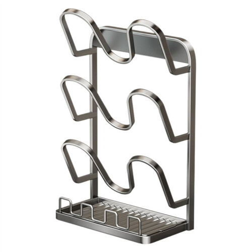 No Drilling Kitchen Rack - Wall/Countertop 2-in-1, Holds Lids/Boards/Utensils,  Waterproof, Adjustable Height 1