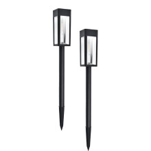2-Pack Zonne-Padverlichting voor Buiten, Glazen Metalen Led-Tuinverlichting, 3000K Warm Wit Waterdicht voor de Tuin