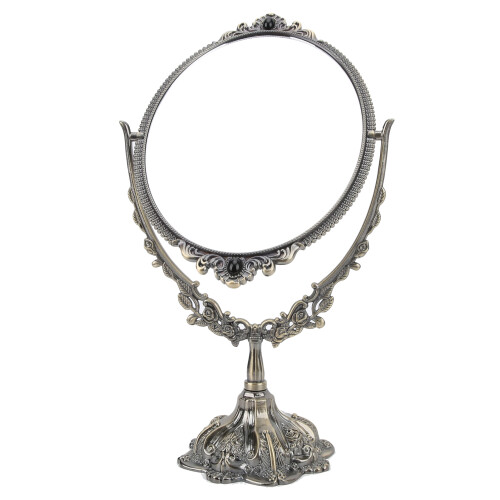 Small Bronze 360 Rotating Double-Sided Makeup Mirror for Bathroom Décor
