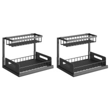 2 Tier Under Sink Organizers and Storage with Sliding Drawer Multi-Purpose Kitchen Bathroom Storage Rack Organization