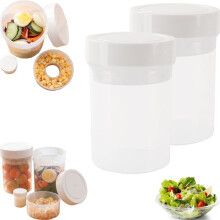 Vasi per Insalata A Tenuta Stagna - Contenitori per La Separazione di Umido/Asciutto, Barattolo per Insalata 3 In 1 con Contenitore per Condimento per
