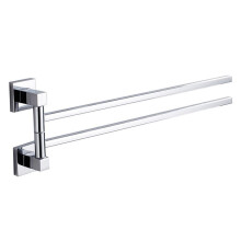 2 Bar Swivel Bathroom Towel Rack Kitchen Wall Mounted Bracket Save Space Aluminum Towel Hanger Organizer