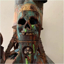 Resin Skeleton Small Nuclear Warhead Decor with Graffiti & Logos Halloween Prop
