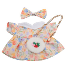 Plush Doll Outfits Set with Cotton Dress & Strawberry Bag 20cm