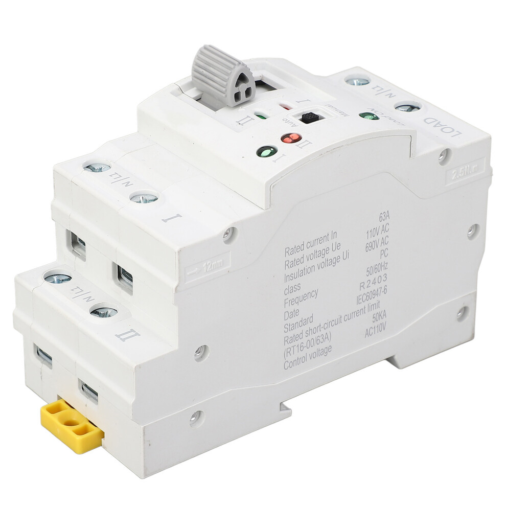 Dual Power Automatic Transfer Switch 2P 63A 110V Millisecond Switching 7691391033802