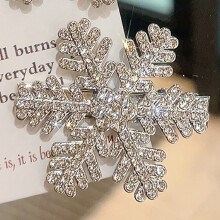 (Small Rhinestone) Festive Snowflake Hair Clip - Soft Velvet for Women & Kids