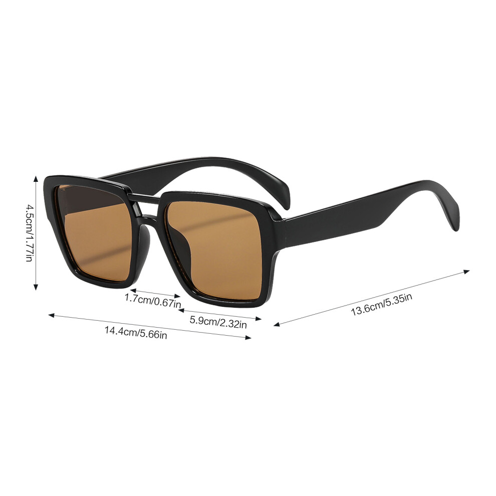 Roc-Electron (C3 Black) Retro Square Sunglasses Uv Protect Double Bridge