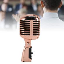 Vintage Zinc Alloy Rotating Dynamic Microphone for KTV, Rose Gold