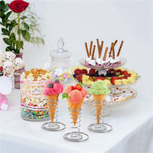 Confezione da 24 Supporti per Coni Gelato, Supporti per Coni nel Acciaio Inossidabile, Supporti per Coni Pizza, Espositori per Coni Alimentari