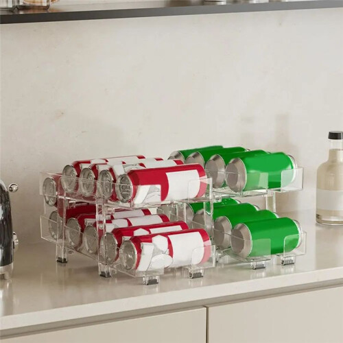 Can Dispenser Storage Organizer Bins Adjustable Rolling Can Organizer with Two Tiers Rolling Jar Boxes Kitchen Storage 1