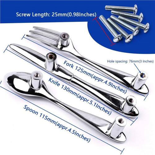 30 PCS Knife Spoon Fork Kitchen Cabinet Closet Drawer Pull Handles Knobs 3-Inch Center to Center (Silver)