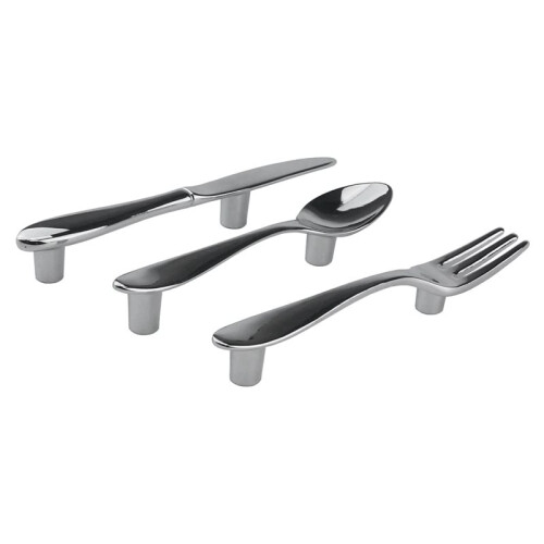 30 PCS Knife Spoon Fork Kitchen Cabinet Closet Drawer Pull Handles Knobs 3-Inch Center to Center (Silver) 2
