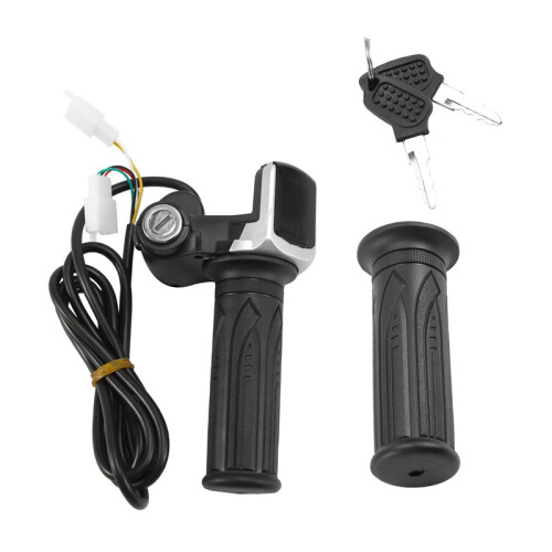 4X 36V Universal Electric Bicycle Throttle Handle with Led Display Indicator Speed Power Display Key Lock 1