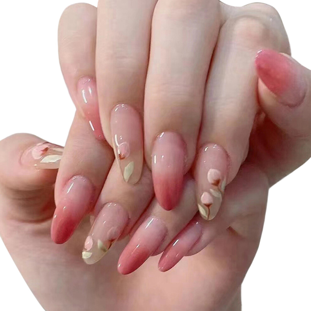 Phui-Pet-Supplies Peach Pink Gradient Press-On Nails For Women
