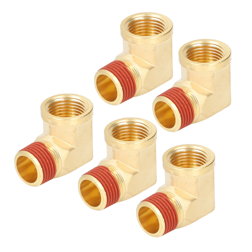 5Pcs Brass Pipe Elbow Fittings 1/2In Npt Male To Female, Leakproof 7641391040164