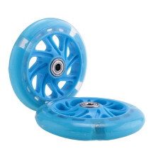 4 Paar 120 mm Kinderen Scooter LED-Verlichting Knipperende Wielen met Lagers voor/Achter LED Knipperende Scooterwielen, Blauw