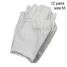 (M) 12 Pairs Cotton White Soft Work Gloves