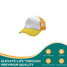 (Yellow White, Sponge Mesh) Ventilated Sun Hat - Adjustable Polyester Cap for Outdoor