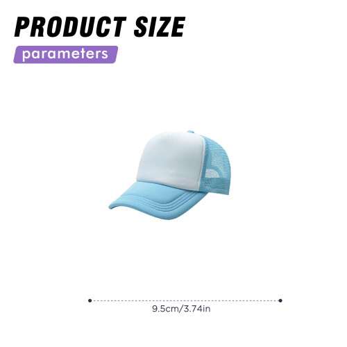 (Sky Blue White, Sponge Mesh) Ventilated Sun Hat - Adjustable Polyester Cap for Outdoor