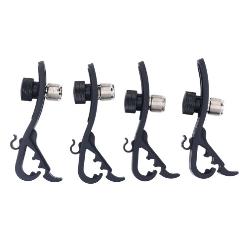 4Pcs Adjustable Shockproof Drum Microphone Clips Plastic Metal Mounts