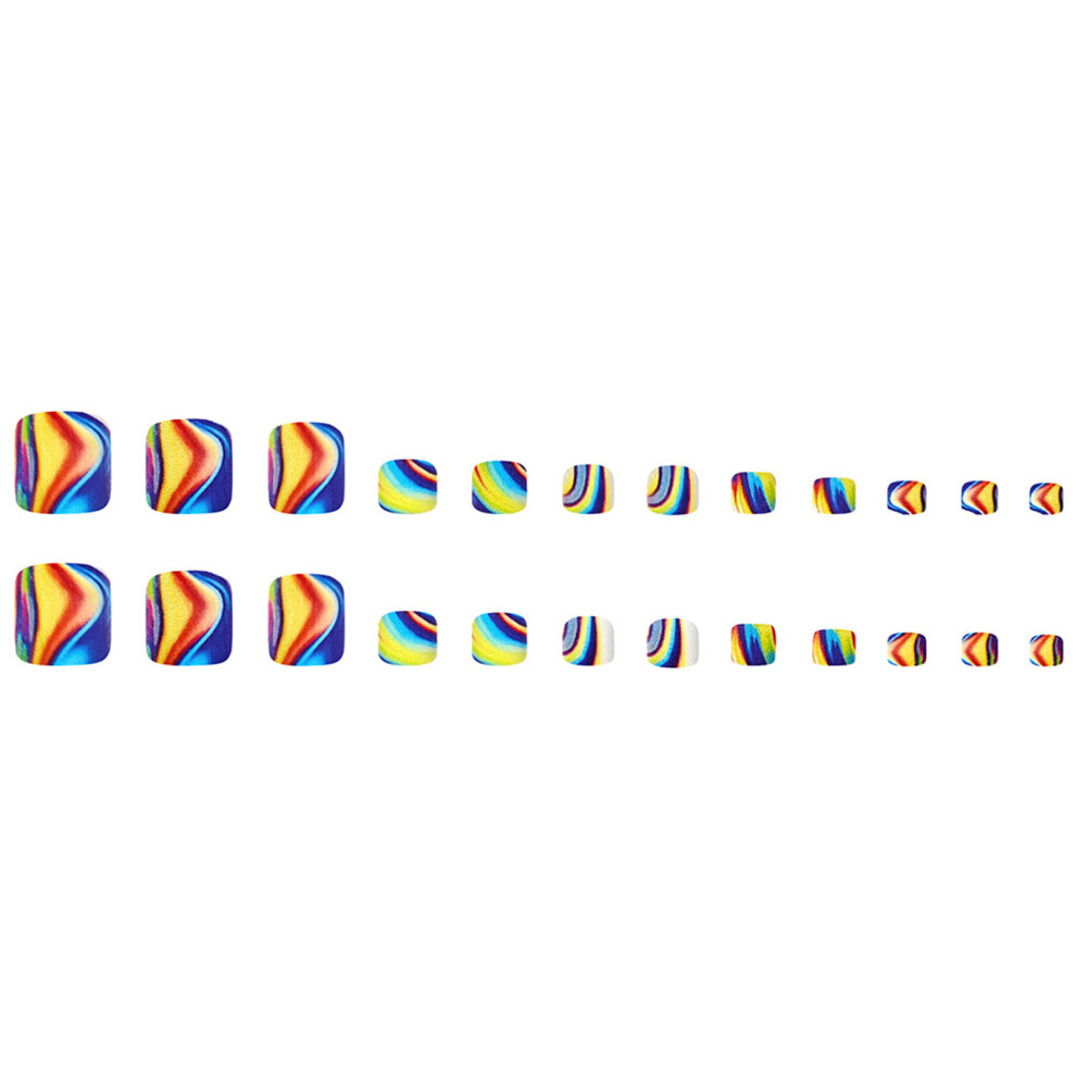 Reach-Tools Rainbow Gradient Square Fake Nails - Waterproof & Long Lasting