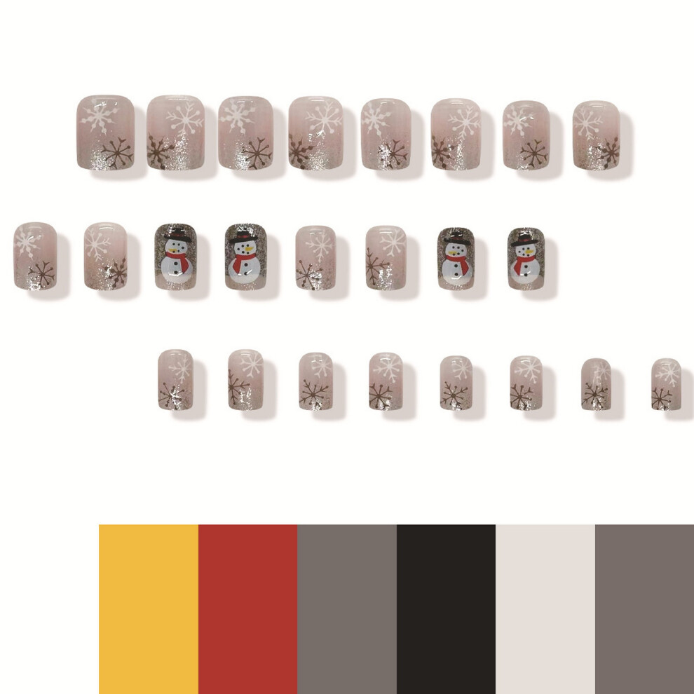 Reach-Tools Gray/White 24Pcs Glitter Snowflake Fake Nails For Holiday