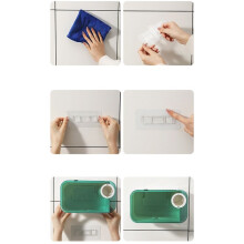 Wall Mount Bathroom Tissue Punch-Free Phone Rack Case Toilet Paper Holder Waterproof Shelf Organizer Black
