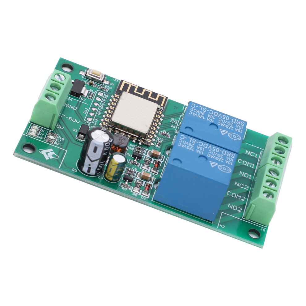 Dual-Channel Wifi Relay Module Pcb 8-80V For Esp8266 Development 4261391043809