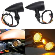 2 Stück 12V Bernstein Aluminium Motorrad-Kurvenlichtlampe mit 10 mm Gewinde