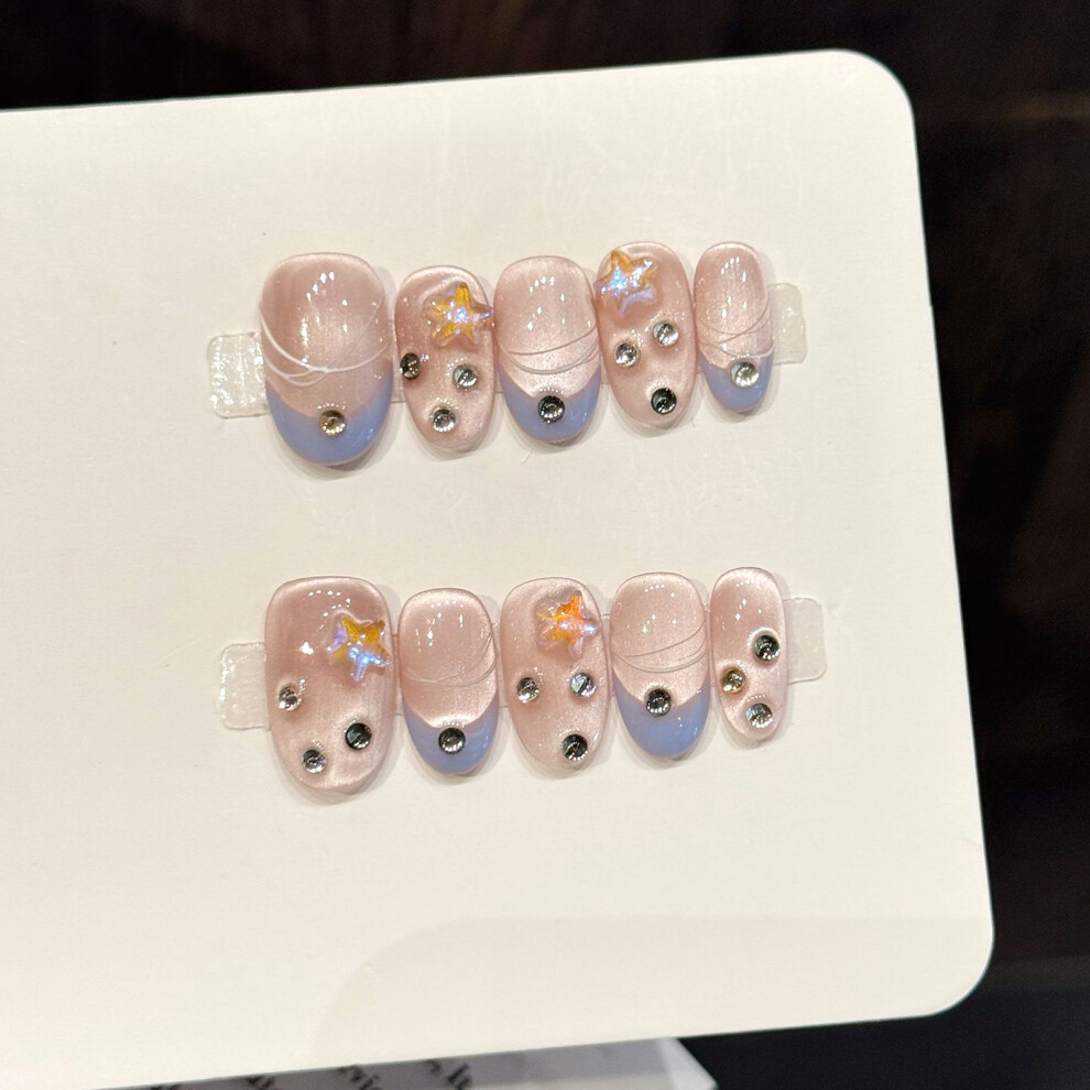 Phui-Pet-Supplies (Xs) Star Rhinestones Gradient Press On Nails For Women