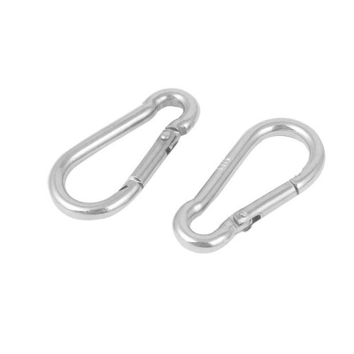 2 Stück Edelstahl-Federkarabiner, silberfarben 2