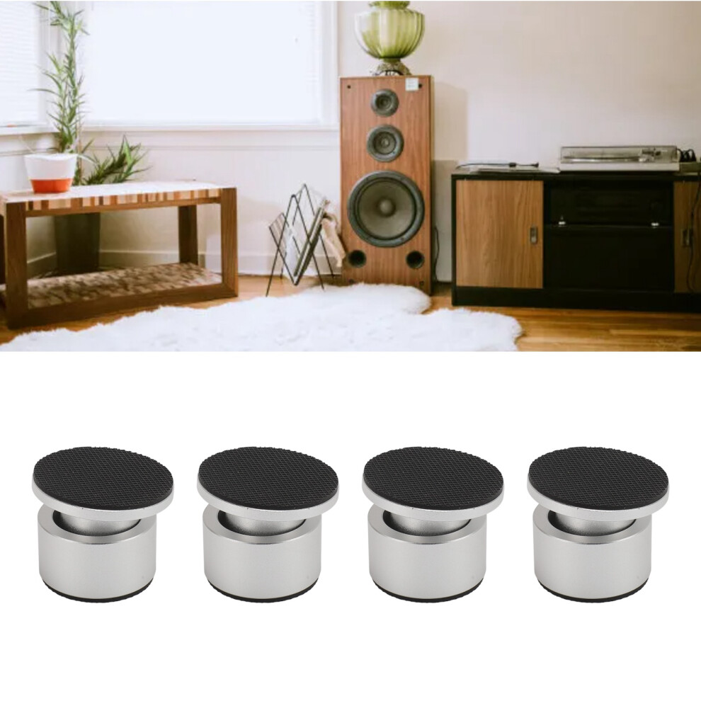 4Pcs Aluminum Alloy Shock Absorber Speaker Isolation Feet Pads For Audio Equipment Silver 9301391047072