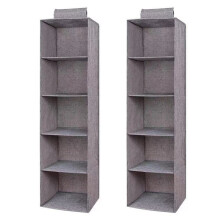 2X Wardrobe Hanging Storage Bag Interlayer Drawer Type Clothes Hangers Holder Portable Organizer Hanging (5 Layers)